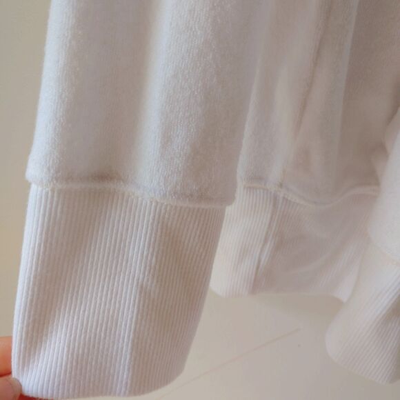 Aerie Offline Women's Half Zip Beachy Terry Cloth Sweater White Small - Picture 4 of 9